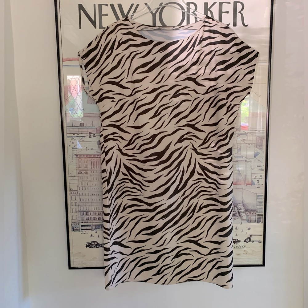 Suzy Shier zebra print shift dress Size M